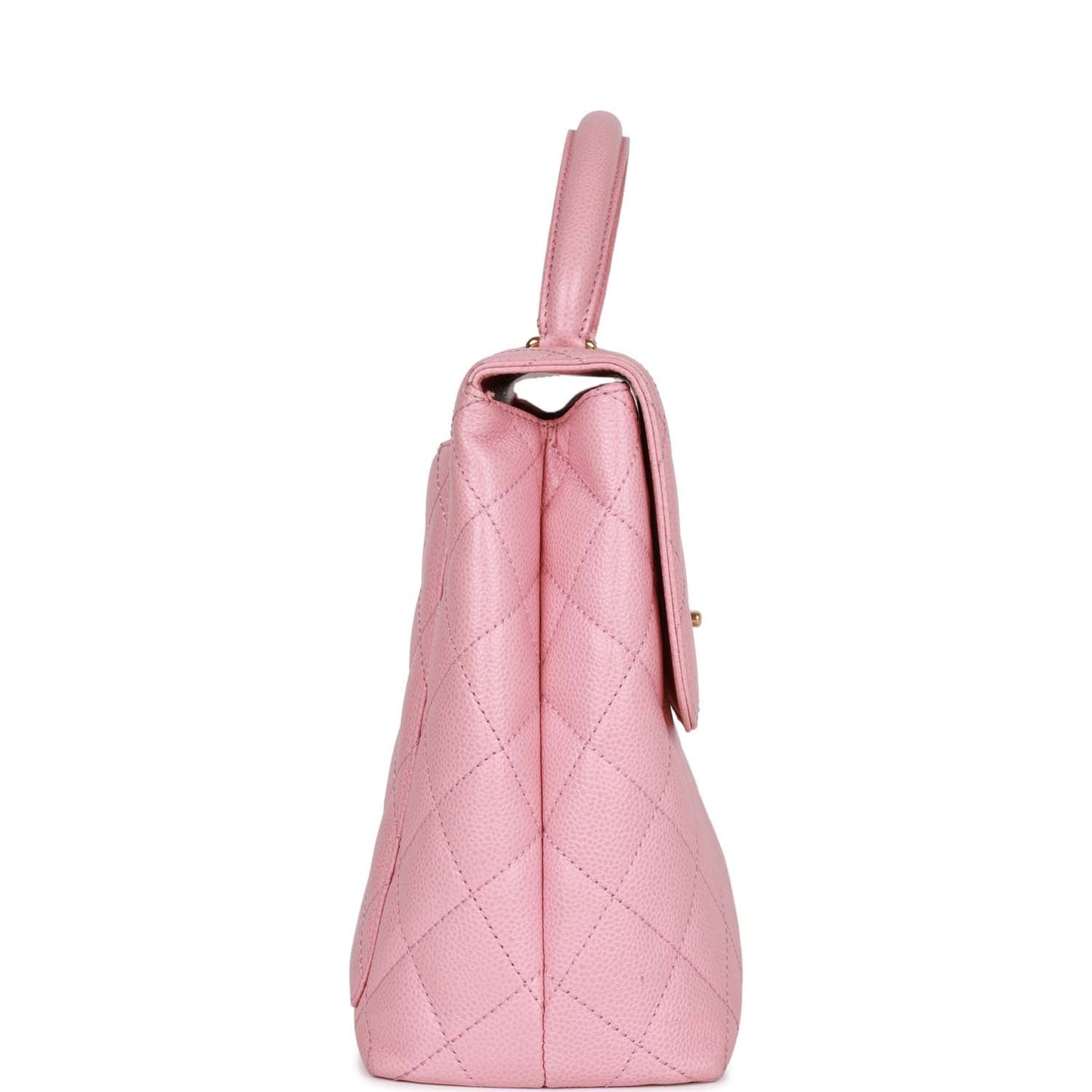 Chanel Vintage Kelly Handle Flap Bag Pink Caviar Gold Hardware