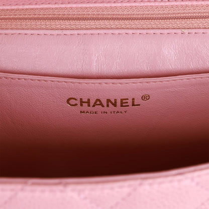 Chanel Vintage Kelly Handle Flap Bag Pink Caviar Gold Hardware