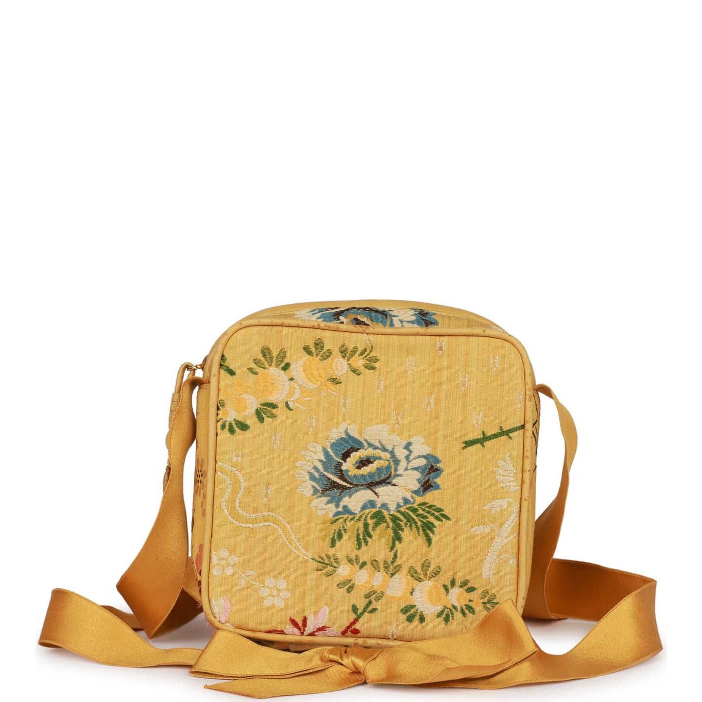Chanel Vintage Brocade Camera Bag Yellow Silk Gold Hardware