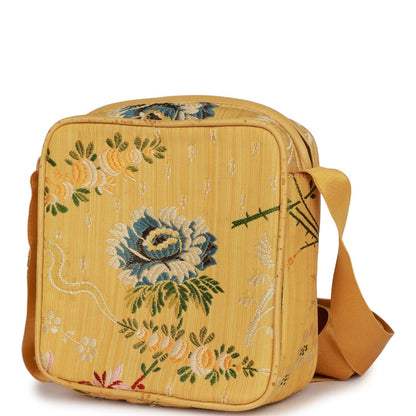Chanel Vintage Brocade Camera Bag Yellow Silk Gold Hardware