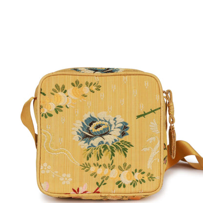 Chanel Vintage Brocade Camera Bag Yellow Silk Gold Hardware