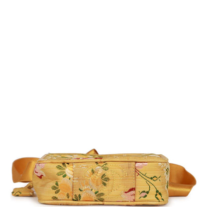 Chanel Vintage Brocade Camera Bag Yellow Silk Gold Hardware