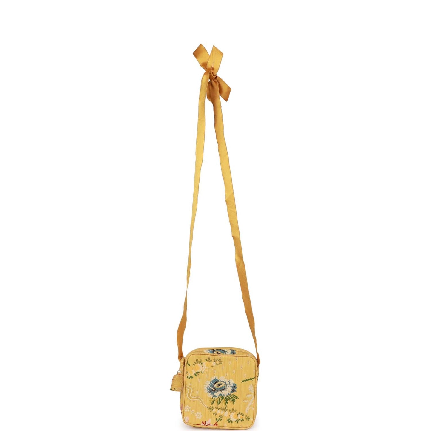 Chanel Vintage Brocade Camera Bag Yellow Silk Gold Hardware