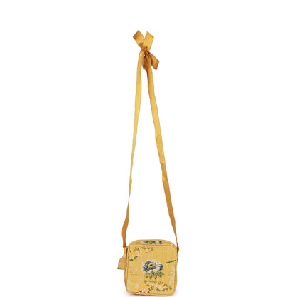 Chanel Vintage Brocade Camera Bag Yellow Silk Gold Hardware