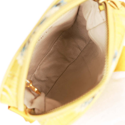 Chanel Vintage Brocade Camera Bag Yellow Silk Gold Hardware