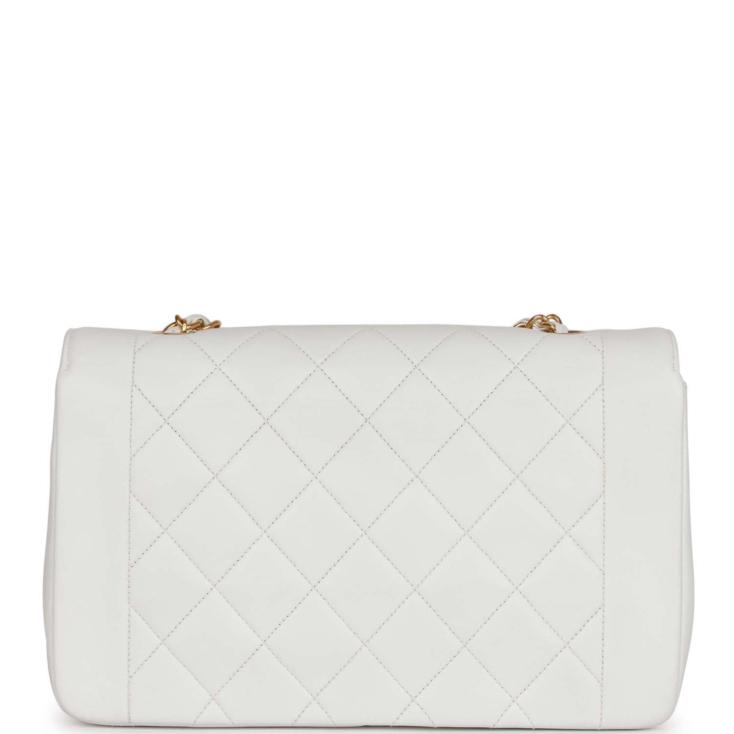 Chanel Vintage Medium Diana Flap Bag White Lambskin Gold Hardware