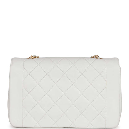 Chanel Vintage Medium Diana Flap Bag White Lambskin Gold Hardware