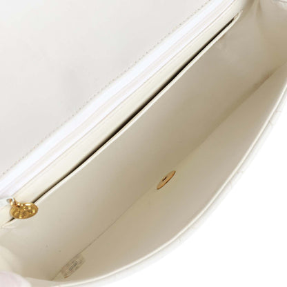 Chanel Vintage Medium Diana Flap Bag White Lambskin Gold Hardware