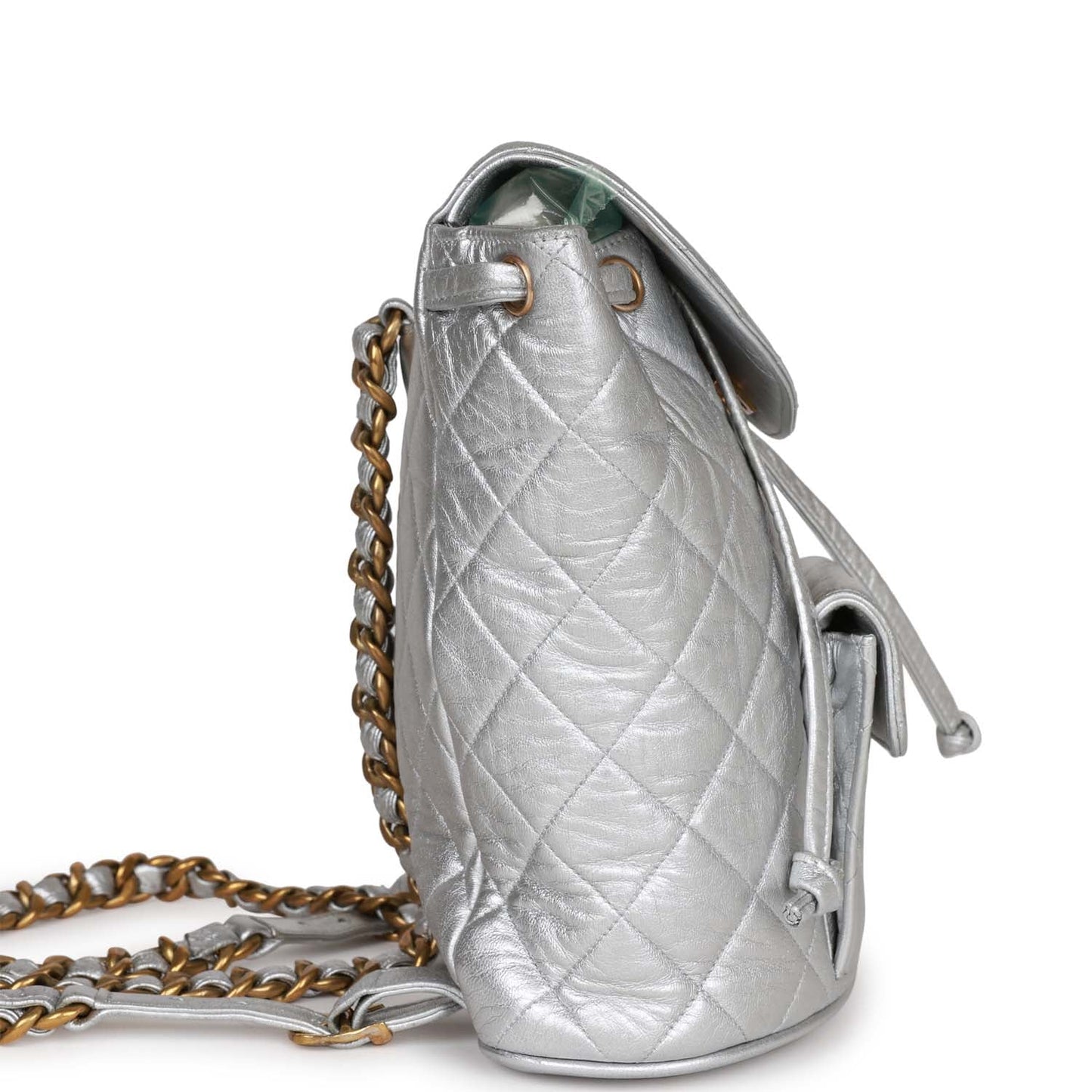 Chanel Vintage Duma Backpack Silver Metallic Lambskin Gold Hardware