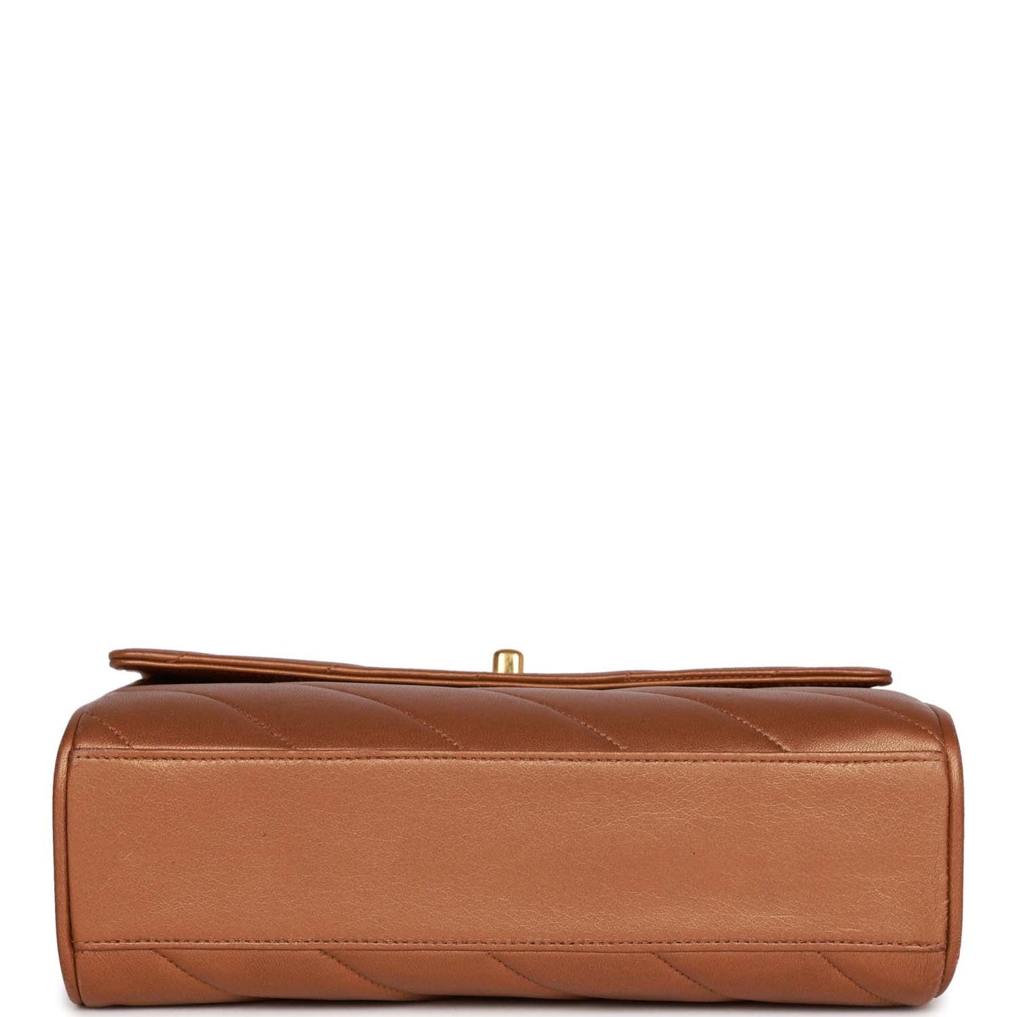 Chanel Vintage Flap Bag Bronze Diagonal Quilted Calfskin Gold Hardware