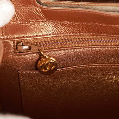 Chanel Vintage Flap Bag Bronze Diagonal Quilted Calfskin Gold Hardware