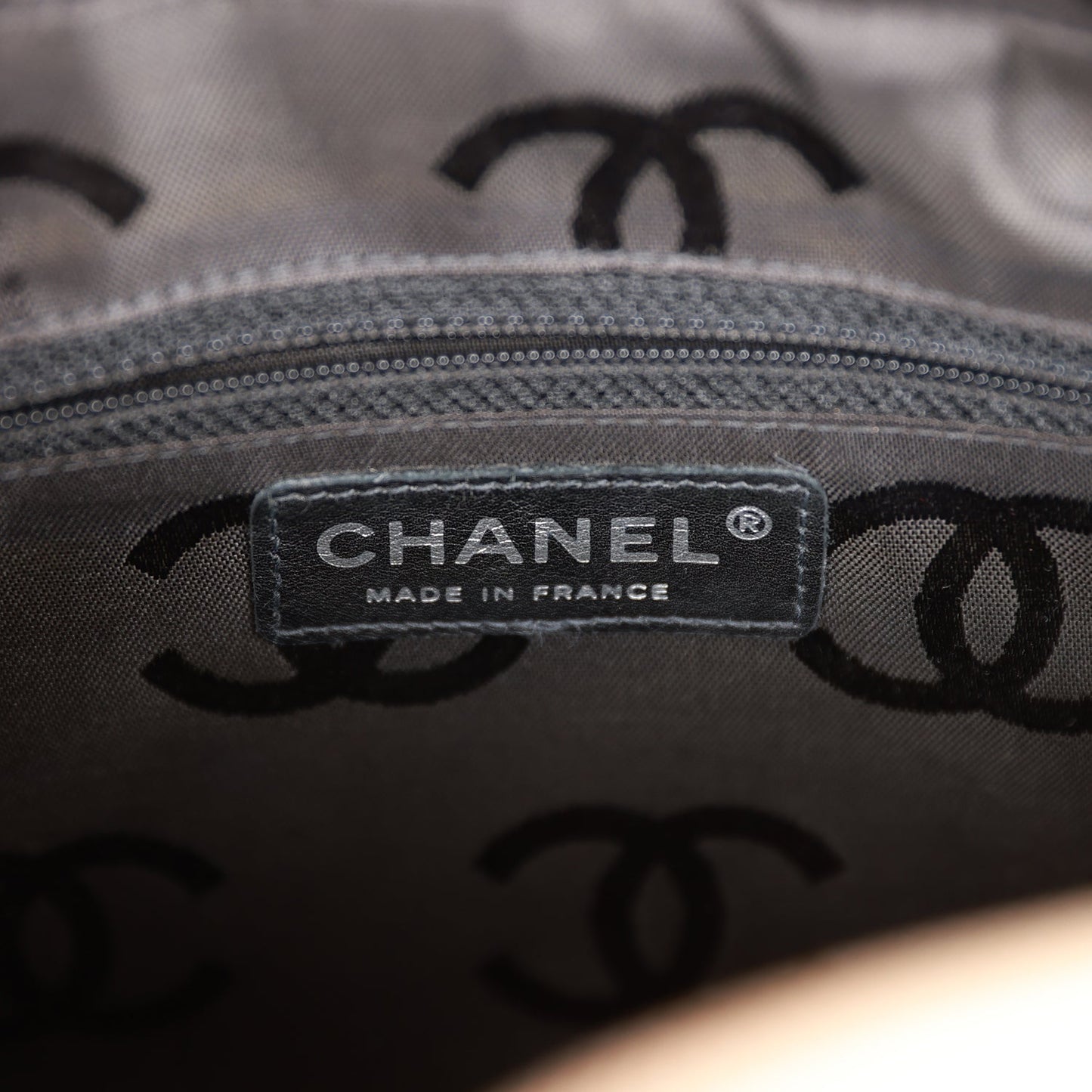 Chanel Vintage Cambon Bowler Bag Beige and Black Calfskin Silver Hardware