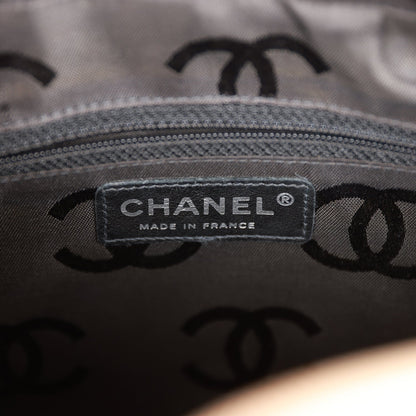 Chanel Vintage Cambon Bowler Bag Beige and Black Calfskin Silver Hardware