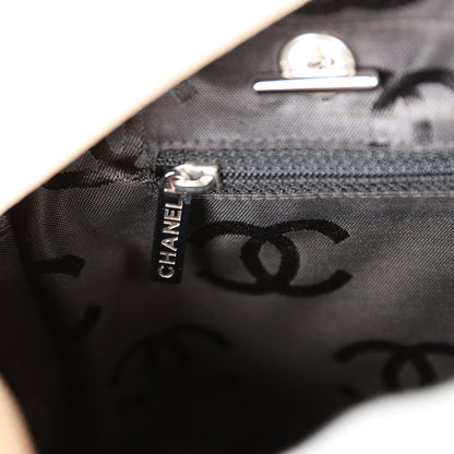 Chanel Vintage Cambon Bowler Bag Beige and Black Calfskin Silver Hardware