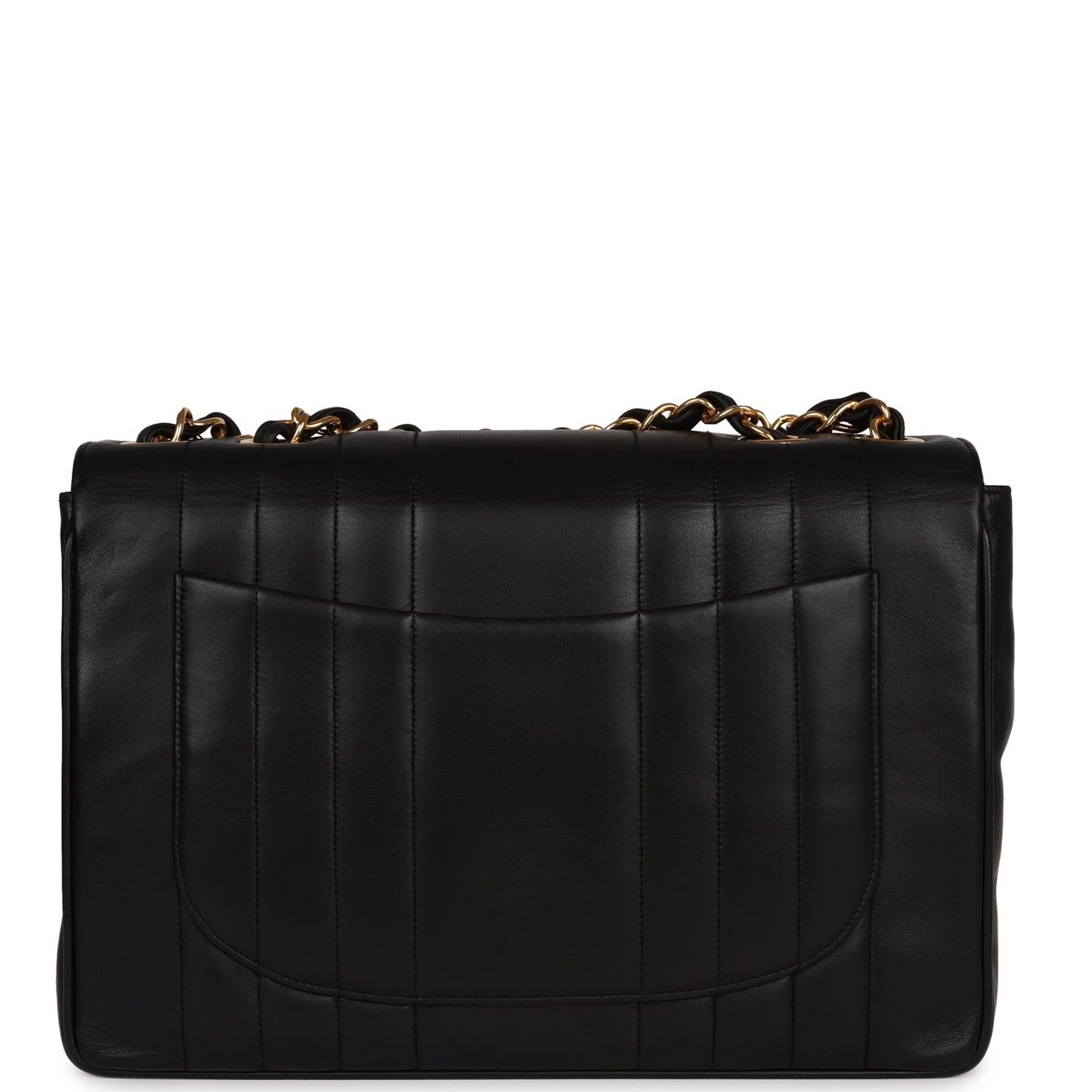 Chanel Vintage Mademoiselle XL Jumbo Single Flap Black Lambskin Gold Hardware