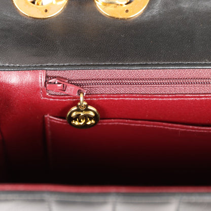 Chanel Vintage Mademoiselle XL Jumbo Single Flap Black Lambskin Gold Hardware