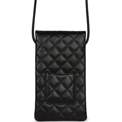 Chanel Vintage Cambon Messenger Crossbody Black and Grey Calfskin Silver Hardware