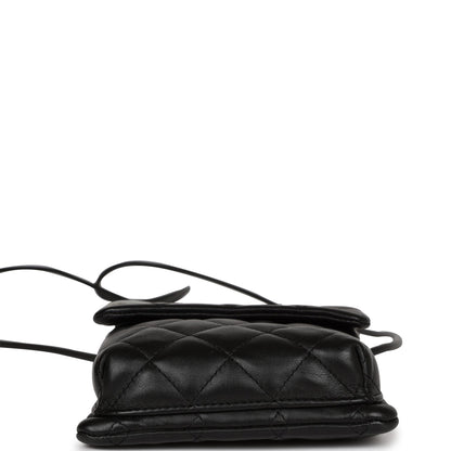 Chanel Vintage Cambon Messenger Crossbody Black and Grey Calfskin Silver Hardware