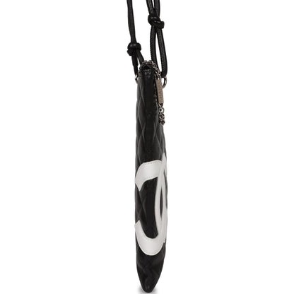 Chanel Vintage Cambon Flat Messenger Black and White Lambskin Silver Hardware