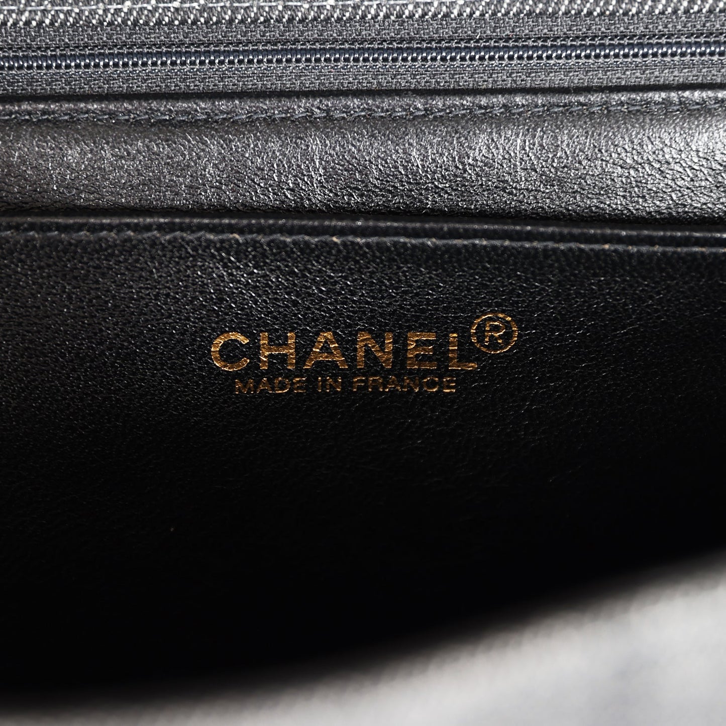 Chanel Vintage Kelly Top Handle Bag Black Denim Gold Hardware