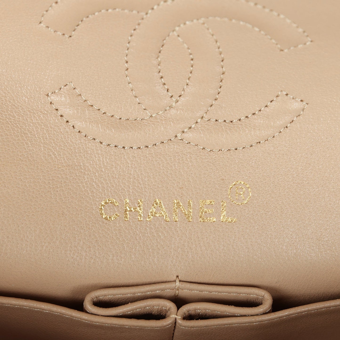Chanel Vintage Small Classic Double Flap Beige Lambskin Gold Hardware