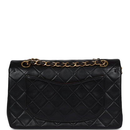 Chanel Vintage Small Classic Double Flap Black Lambskin Gold Hardware