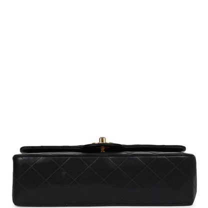 Chanel Vintage Small Classic Double Flap Black Lambskin Gold Hardware