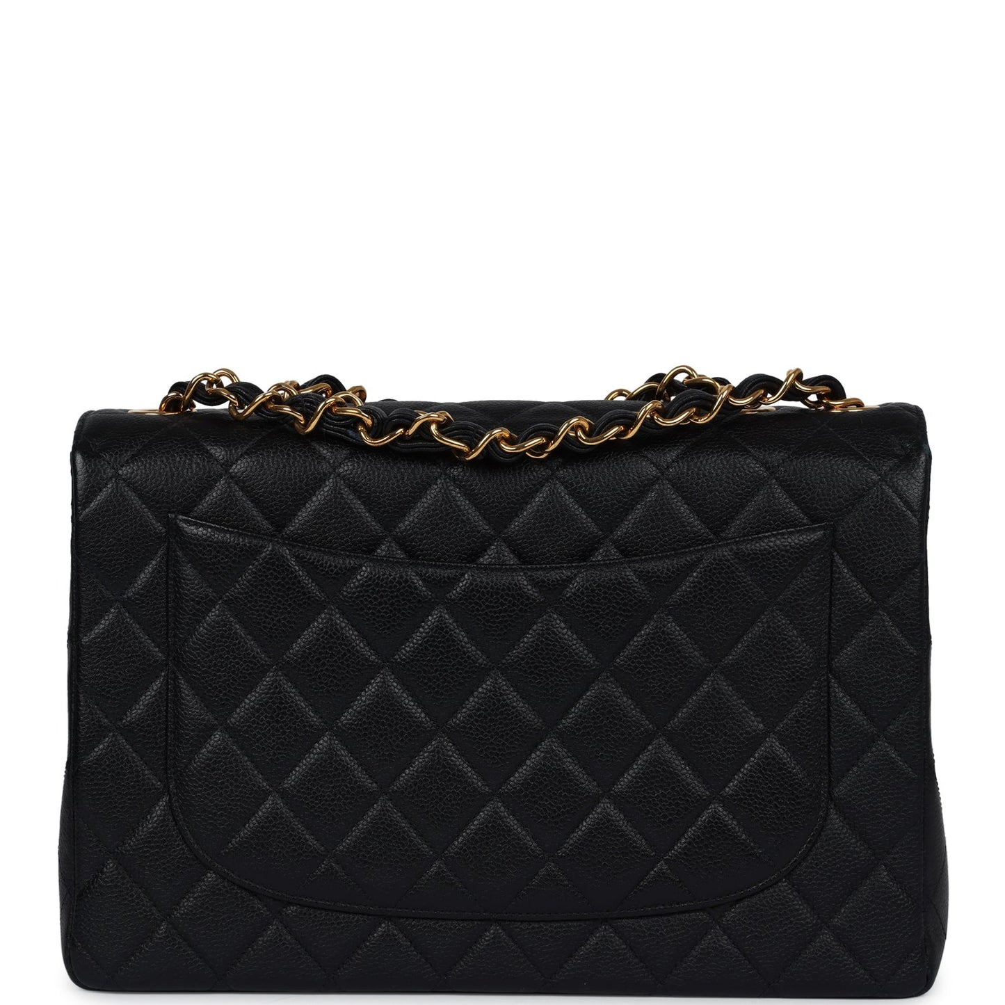 Chanel Vintage Jumbo Single Flap Bag Black Caviar Gold Hardware