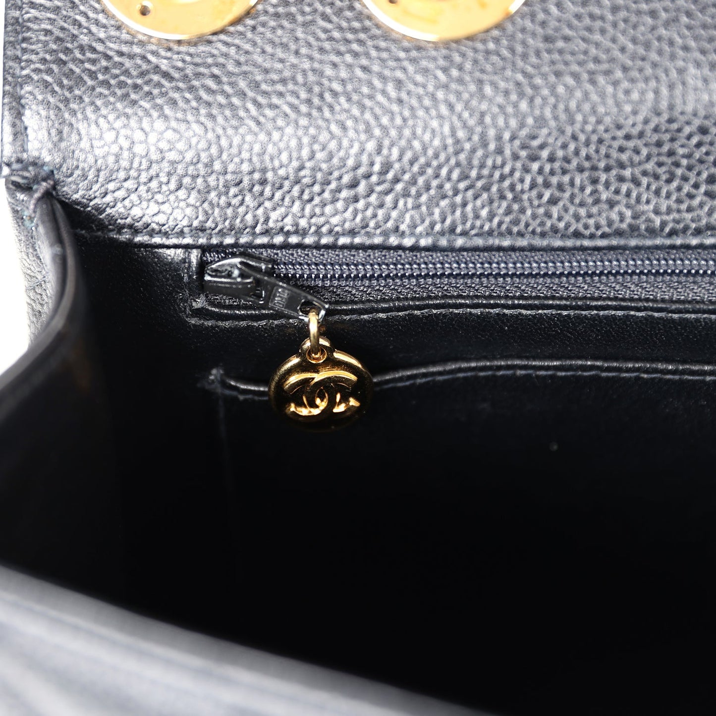 Chanel Vintage Jumbo Single Flap Bag Black Caviar Gold Hardware