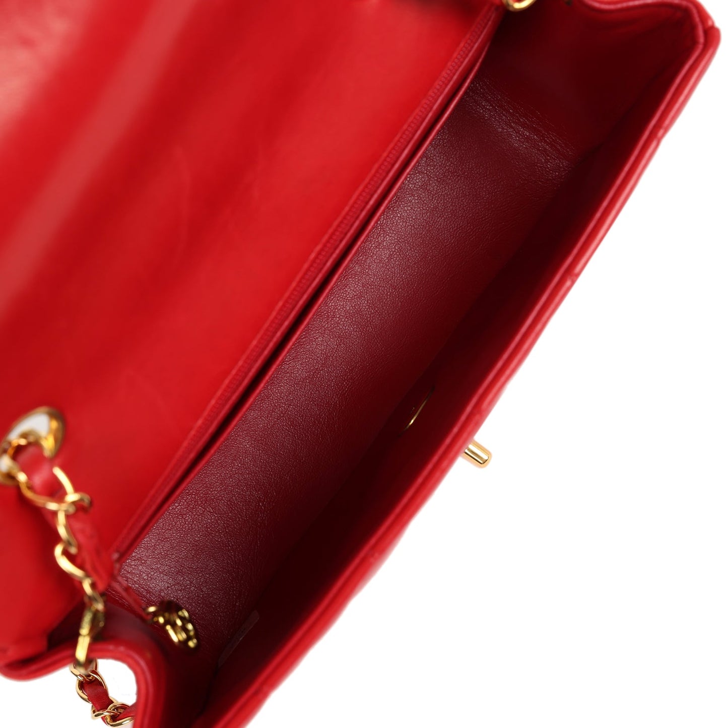 Chanel Vintage Small Diana Flap Bag Red Lambskin Gold Hardware