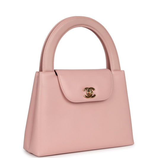 Chanel Vintage Large Kelly Pink Lambskin Gold Hardware
