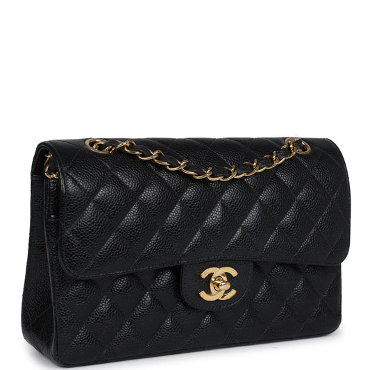 Chanel Vintage Small Classic Double Flap Black Caviar Gold Hardware
