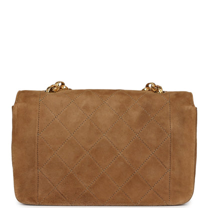 Chanel Vintage Mini Diana Flap Bag Brown Suede Gold Hardware