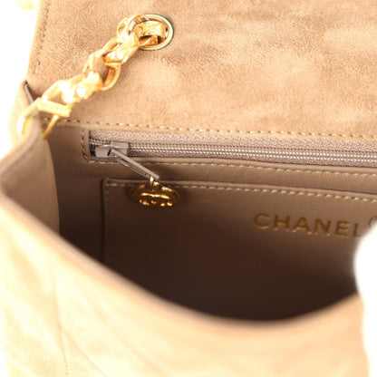 Chanel Vintage Mini Diana Flap Bag Brown Suede Gold Hardware