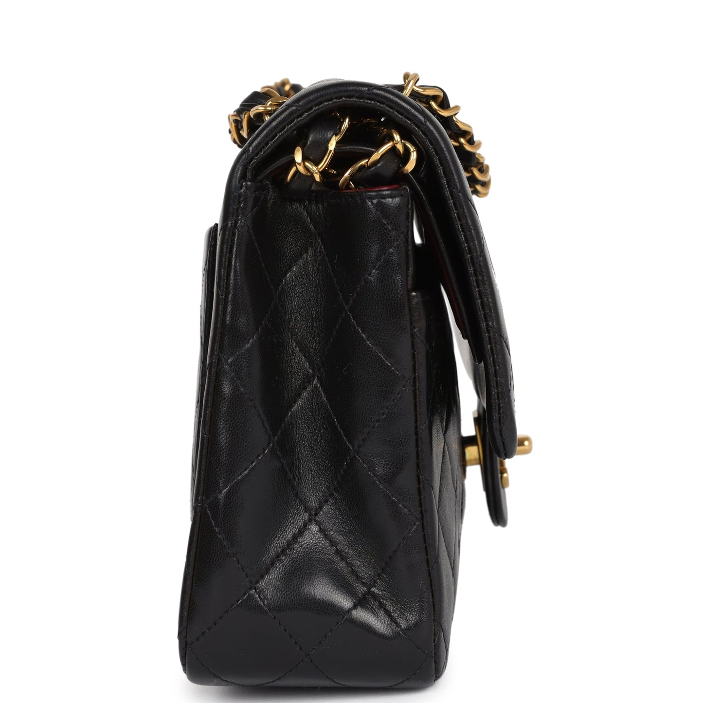 Chanel Vintage Medium Classic Double Flap Bag Black Lambskin Gold Hardware