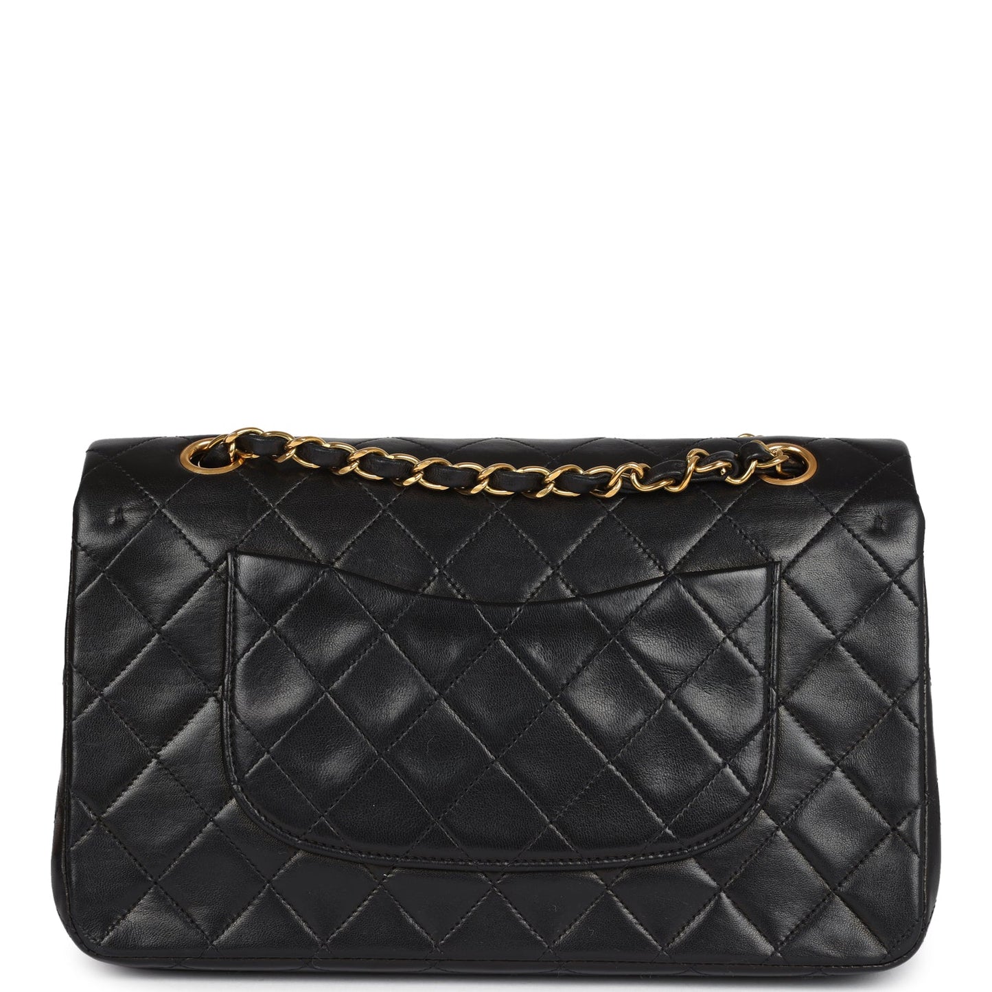 Chanel Vintage Medium Classic Double Flap Bag Black Lambskin Gold Hardware