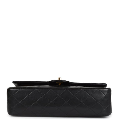 Chanel Vintage Medium Classic Double Flap Bag Black Lambskin Gold Hardware