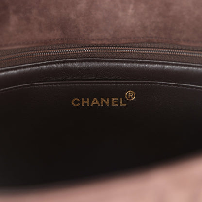Chanel Vintage Medium Vertical Flap Bag Brown Suede Gold Hardware