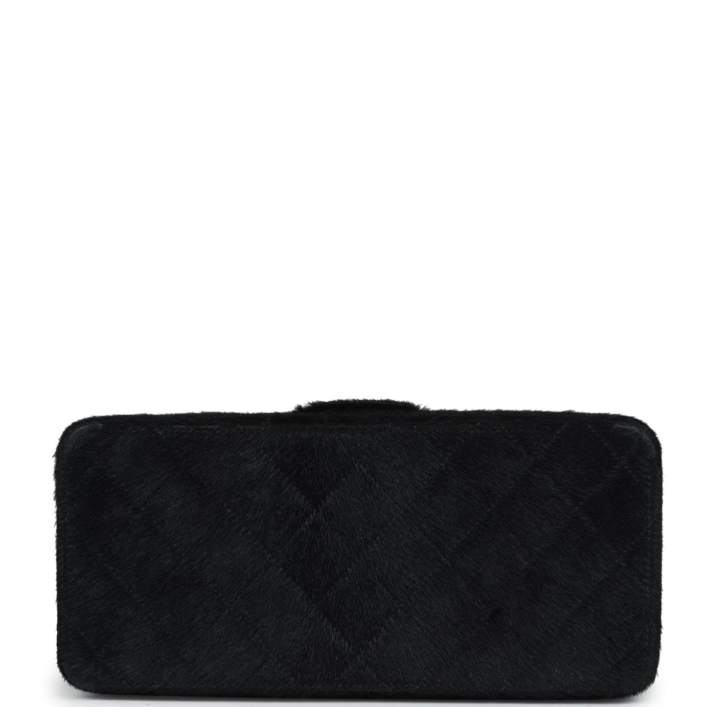 Chanel Vintage Rectangular Vanity Box Black Pony Hair Antique Gold Hardware