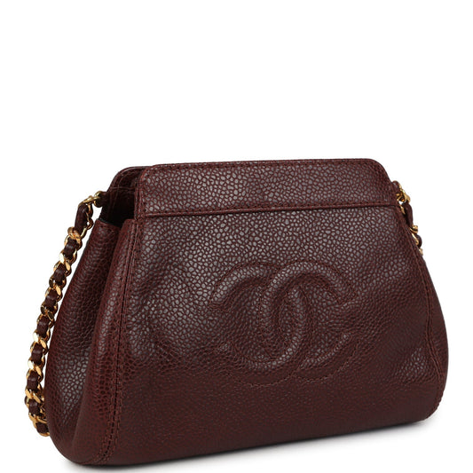 Chanel Vintage CC Shoulder Bag Brown Caviar Gold Hardware