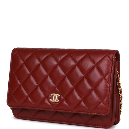 Chanel Wallet On Chain WOC Burgundy Lambskin Gold Hardware