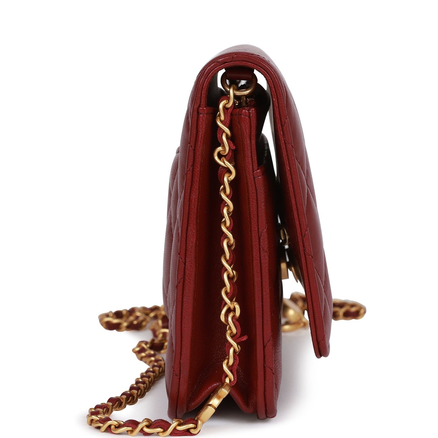 Chanel Wallet On Chain WOC Burgundy Lambskin Gold Hardware