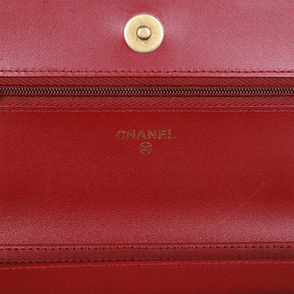 Chanel Wallet On Chain WOC Burgundy Lambskin Gold Hardware