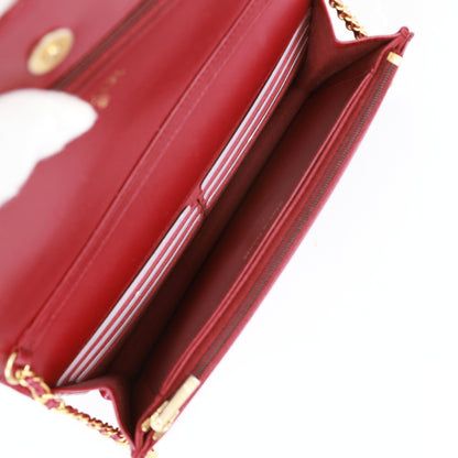 Chanel Wallet On Chain WOC Burgundy Lambskin Gold Hardware