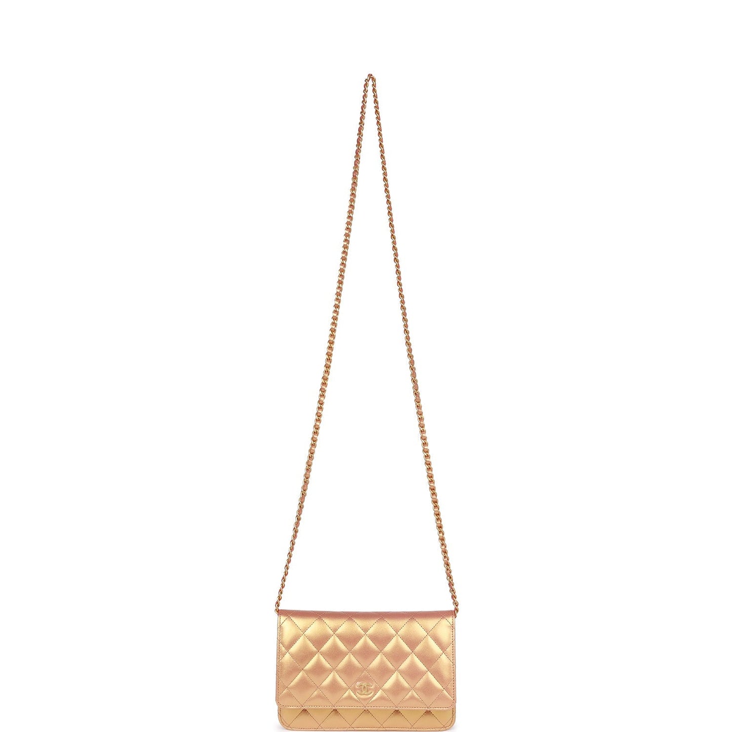 Chanel Wallet on Chain WOC Gold Metallic Calfskin Antique Gold Hardware