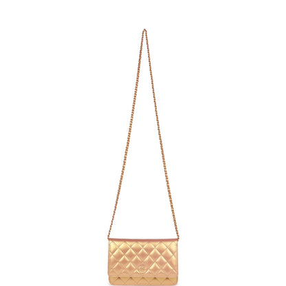 Chanel Wallet on Chain WOC Gold Metallic Calfskin Antique Gold Hardware