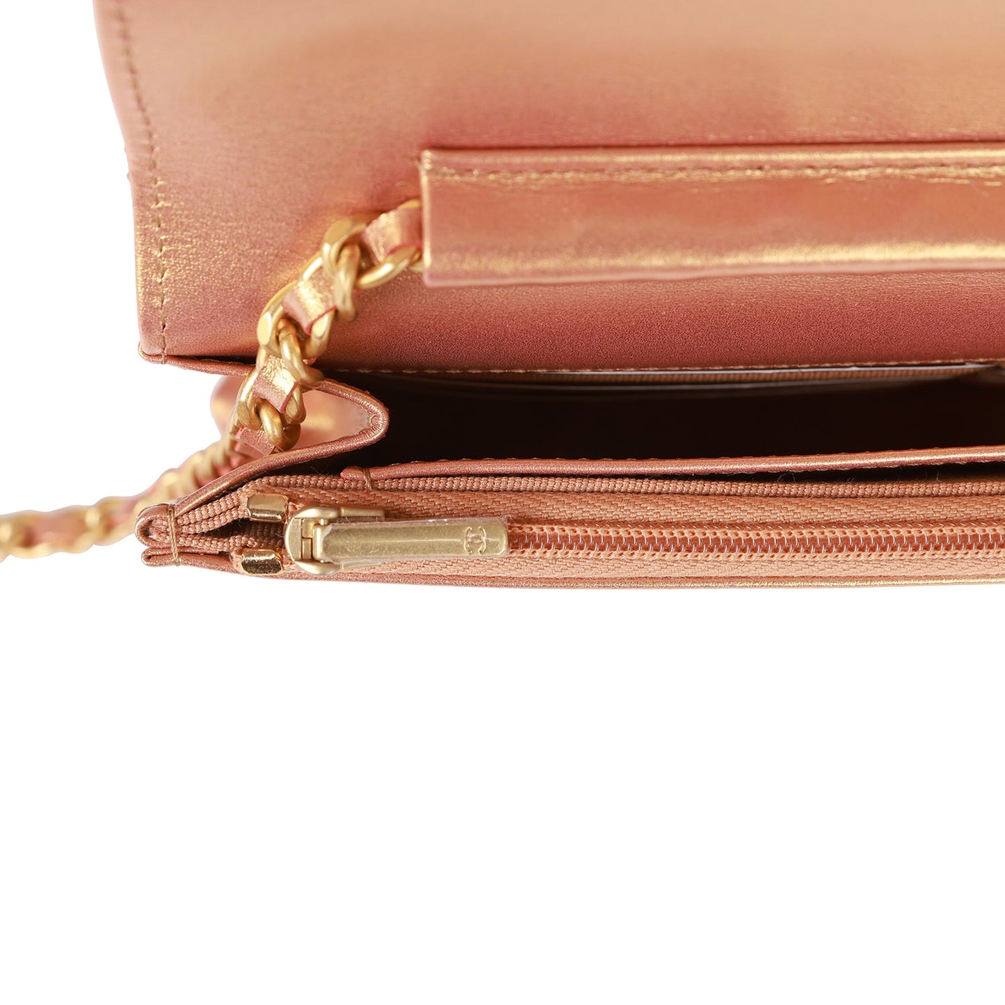 Chanel Wallet on Chain WOC Gold Metallic Calfskin Antique Gold Hardware