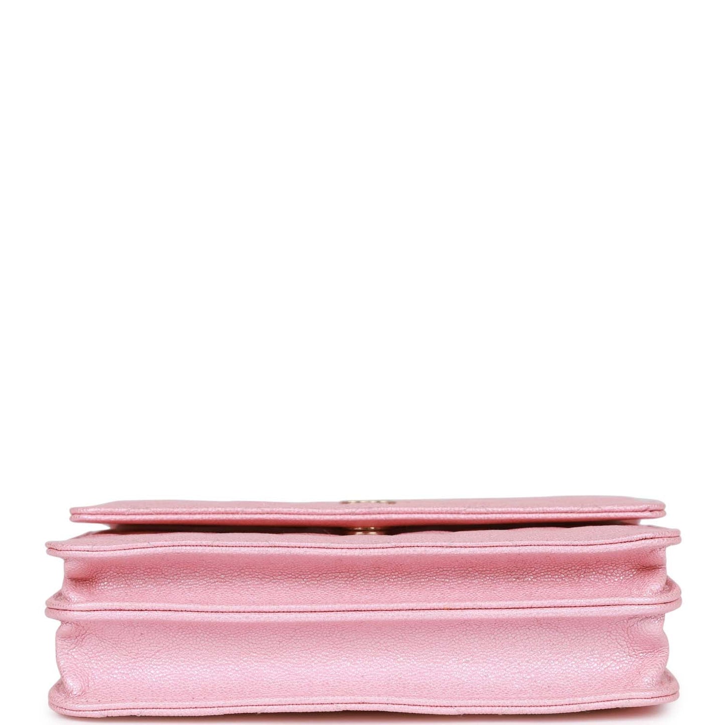 Chanel Square Wallet on Chain WOC Iridescent Pink Caviar Light Gold Hardware