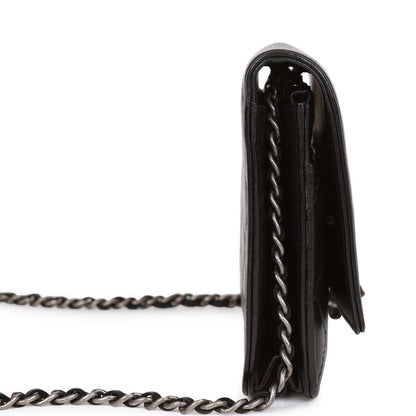 Chanel Wallet on Chain WOC Boy Black Lambskin Aged Silver Hardware