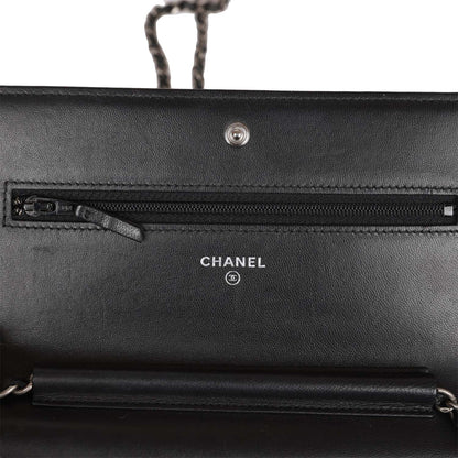 Chanel Wallet on Chain WOC Boy Black Lambskin Aged Silver Hardware